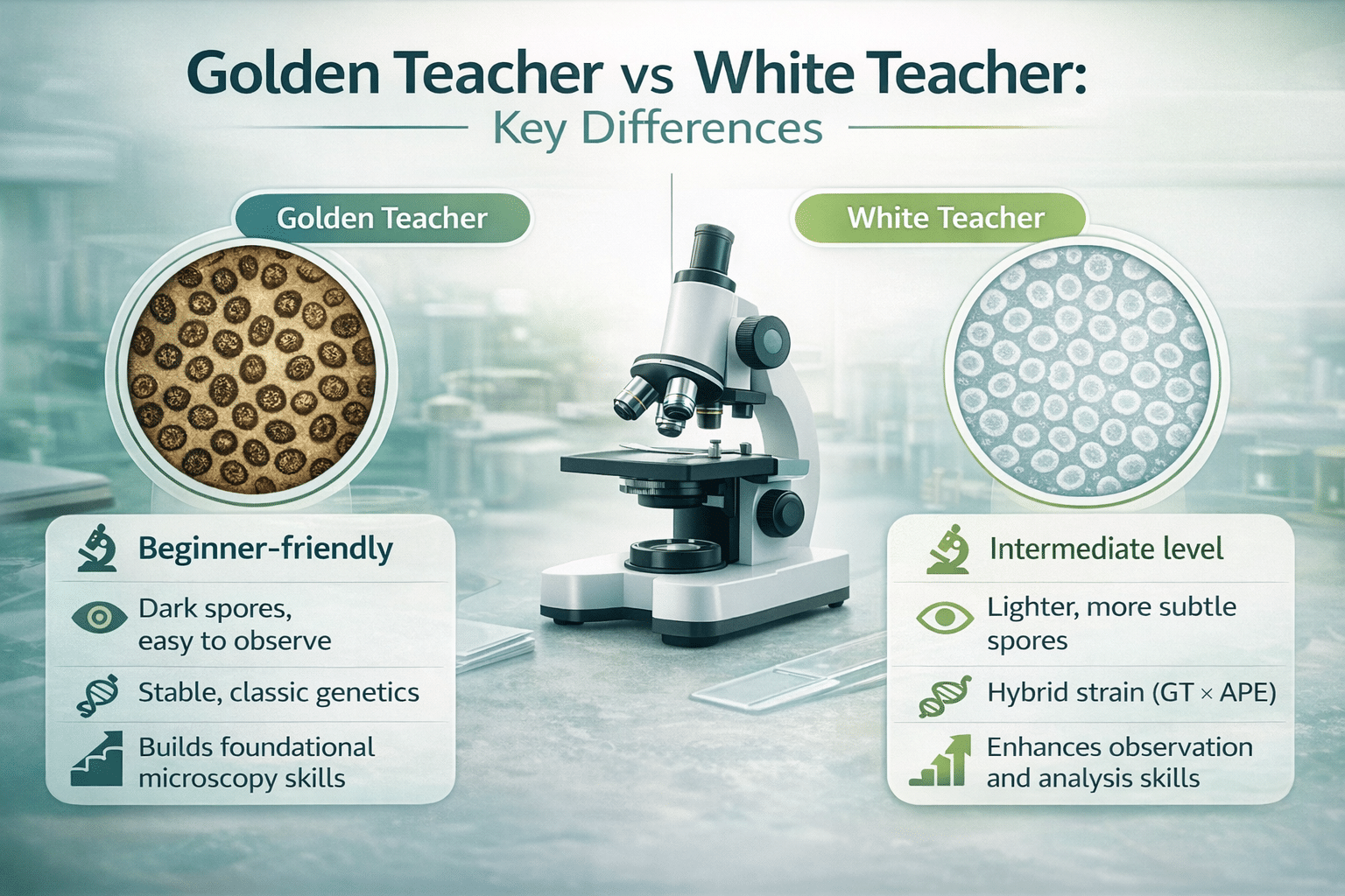  Key Differences Golden and White Teacher Mushrooms.